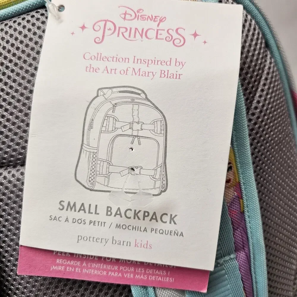 Pottery Barn Kids Small Disney Princess Backpack Aqua Blue NWT No Monogram NEW